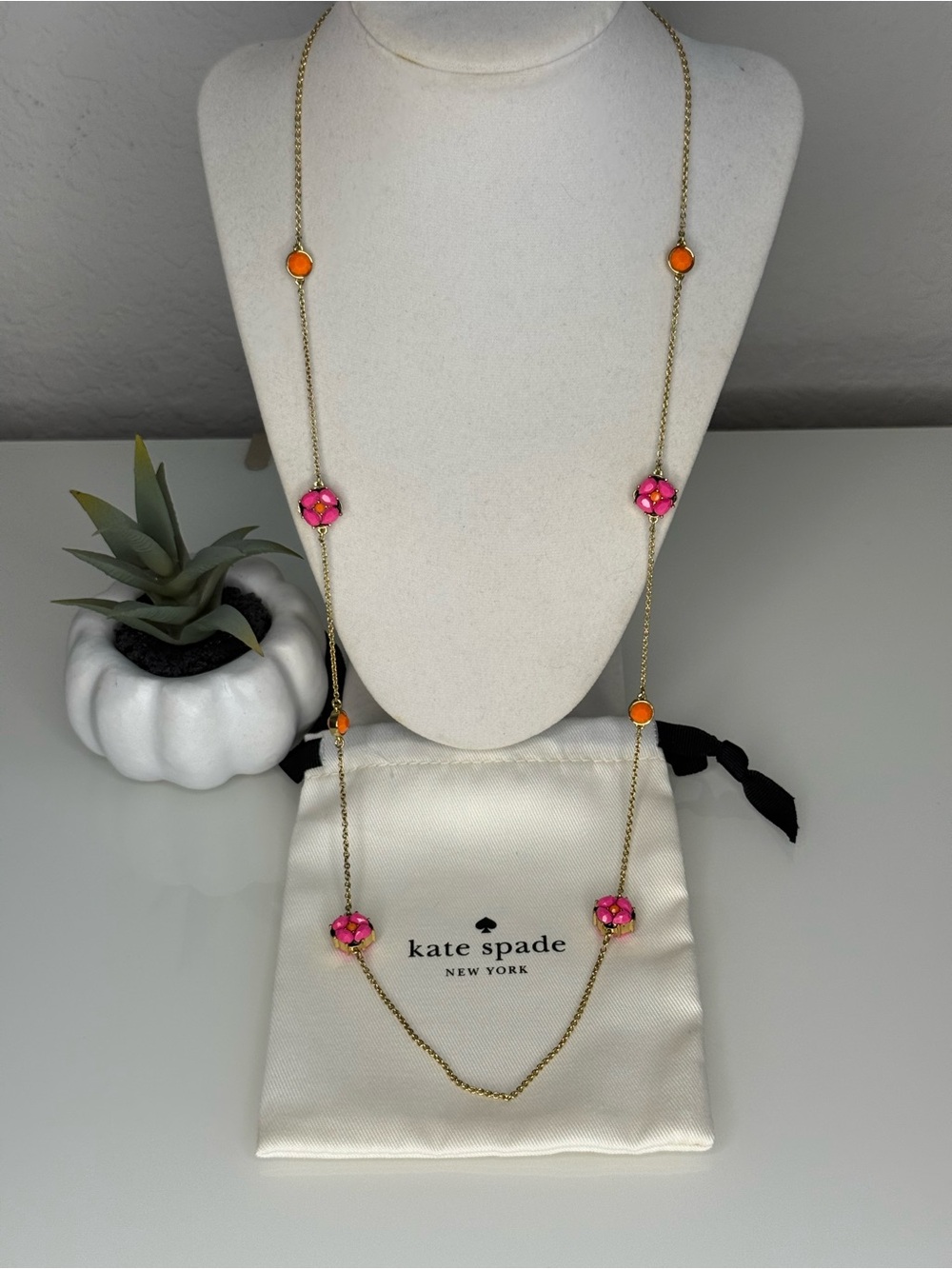 Kate Spade ♠️ Scatter Necklace Pink Multi with Dust Bag NWT